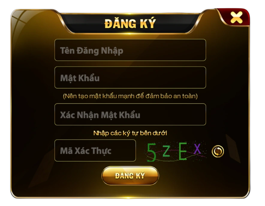 Khung đăng ký của trang GO88 VIN